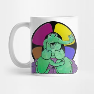 Green frog teacher and frog students Mug